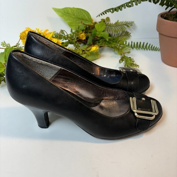 Euro Soft by Sofft Amberly Black Heels Genuine Leather Size 6M - Picture 2 of 5
